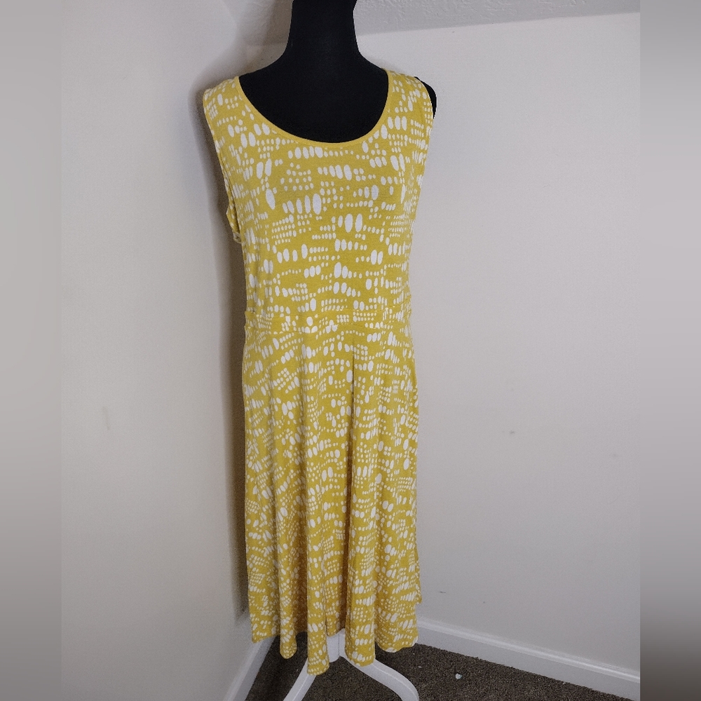 Boden Yellow/White Midi Dress Size 14L NWOT